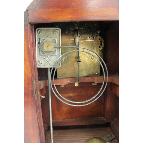 118 - Edwardian period mantle clock in inlaid rosewood case with break arch. 32cm. 