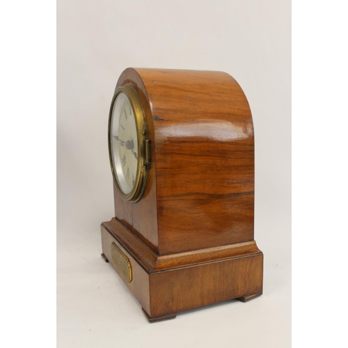 131 - Junghans mantel clock in stained beech case, 43cm and a timepiece in arched case, 1906, 24cm. (2).