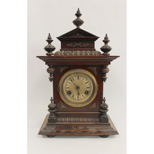 131 - Junghans mantel clock in stained beech case, 43cm and a timepiece in arched case, 1906, 24cm. (2).