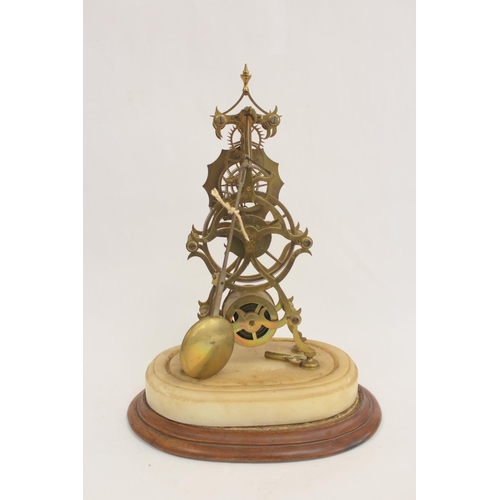 135 - Mid 19th century skeleton timepiece by Alex Dobbie, Glasgow, with waved scroll chapter ring on alaba... 