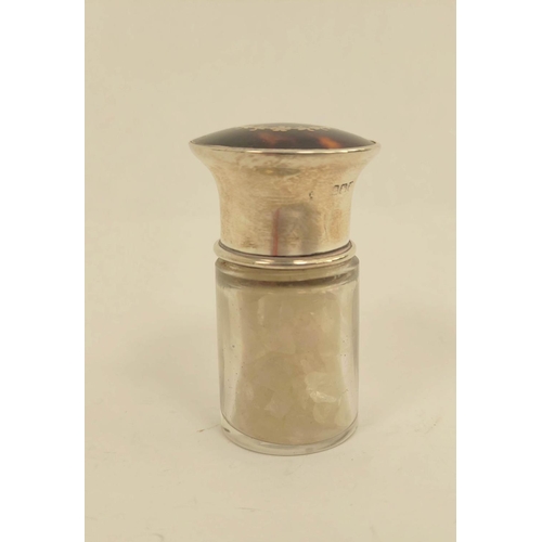 25 - Silver mounted smelling salts bottle, Birmingham 1920, and an embossed pin tray of lobed oval shape ... 