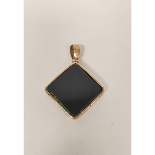 67 - Victorian Masonic watch fob, with motif upon onyx, probably 9ct gold. 