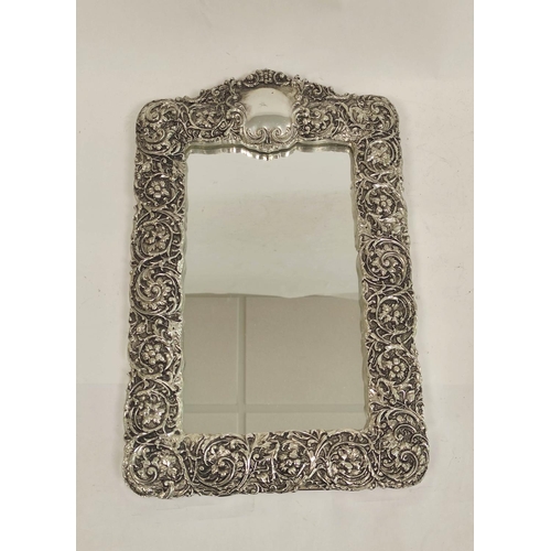 70 - Silver Easel floral embossed mirror by Neil lasher Silver Ltd hallmarked for 1994.