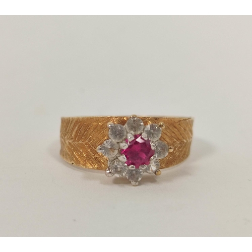 82 - Pink and white spinel ring 1972, a similar eternity ring and another marquise, all 9ct gold, 9.6g.