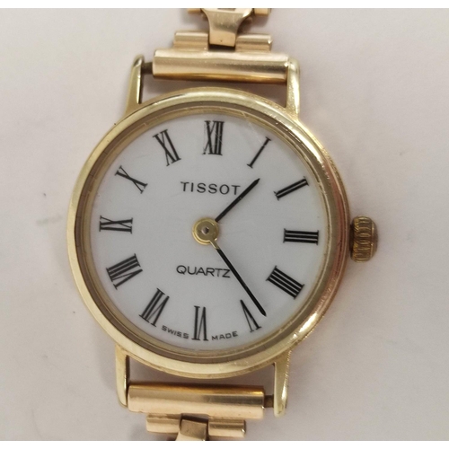 83 - Lady's Tissot 9ct gold bracelet watch, 15.9g gross.