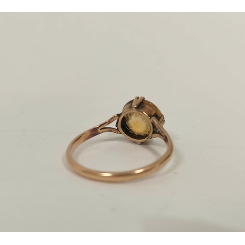 88 - Citrine ring in gold '9ct' and another with carved carnelian. (2).