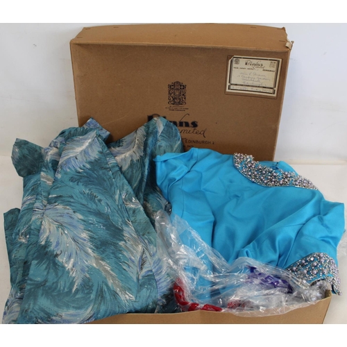 507 - Three vintage 1950's/60's & 1980's lady's evening dresses, including Berkertex in turquoise with... 