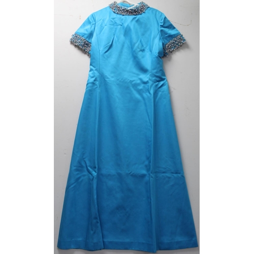 507 - Three vintage 1950's/60's & 1980's lady's evening dresses, including Berkertex in turquoise with... 