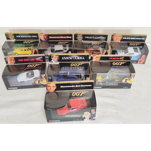 85 - Eight boxed Corgi James Bond Definitive Collection figures comprising of Lotus Esprit 65002, BMW 750... 