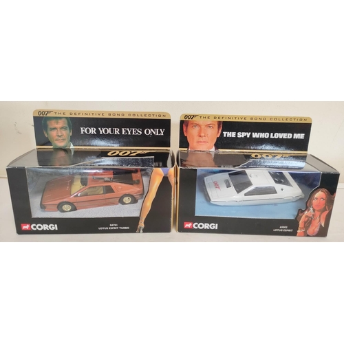 85 - Eight boxed Corgi James Bond Definitive Collection figures comprising of Lotus Esprit 65002, BMW 750... 