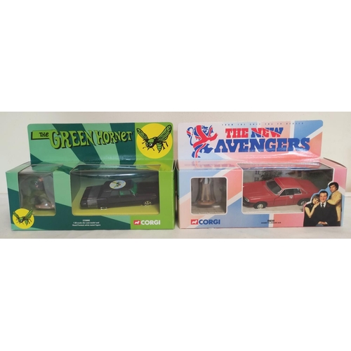 89 - Eight Boxed Corgi collectors cars mostly film & TV related to include Green Hornet 1:36 scale CC... 