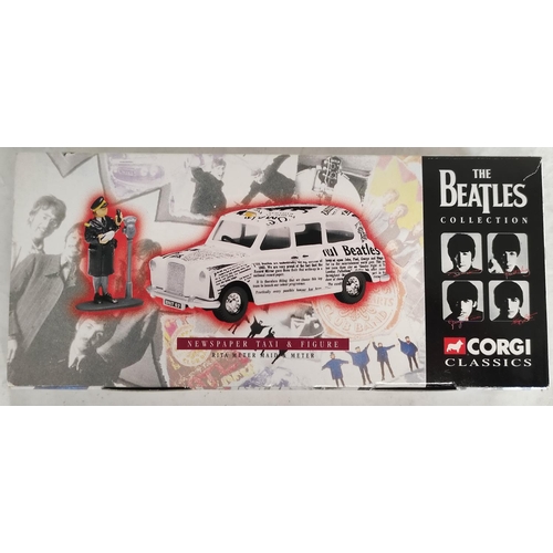 92 - Four Boxed Corgi collectors cars to include The Beatles Newspaper Car & Rita Meter Maid figure 5... 