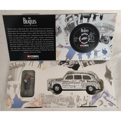 92 - Four Boxed Corgi collectors cars to include The Beatles Newspaper Car & Rita Meter Maid figure 5... 