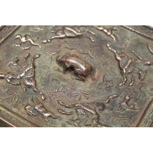 143 - Large Chinese Tang dynasty or later bronze square mirror, 15.5cm.