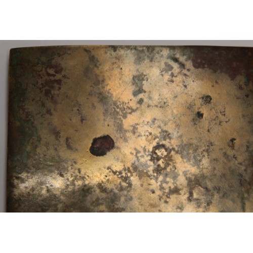 143 - Large Chinese Tang dynasty or later bronze square mirror, 15.5cm.