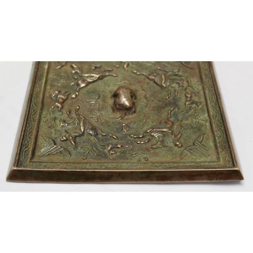 143 - Large Chinese Tang dynasty or later bronze square mirror, 15.5cm.