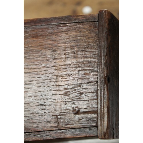 203 - Georgian oak hanging candle box of tapered rectangular form with shaped back, sloping hinged lid, ma... 