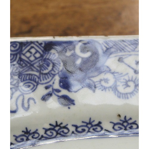 226 - 18th century Chinese blue and white porcelain ashet of octagonal form with central landscape panel s... 