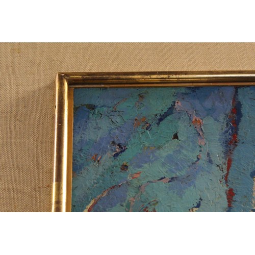 294 - ATTRIBUTED TO ANDRE LANSKOY (RUSSIAN 1902-1976).Abstract in blue.Oil on canvas framed under glass.63... 