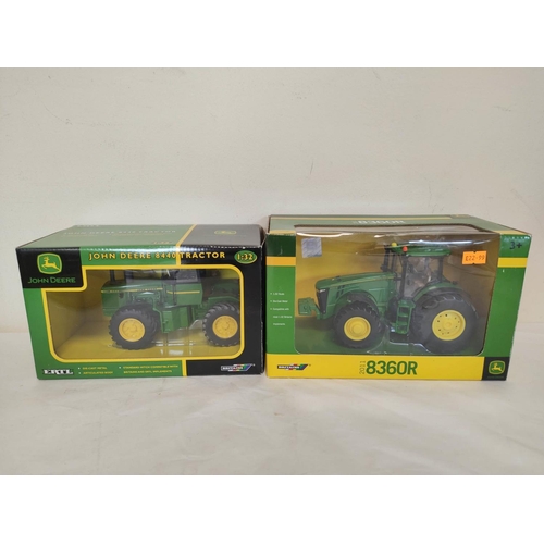 64 - Five boxed Britains John Deere model tractors to include a 1:32 scale 8440 tractor 42471, a 1:32 sca... 