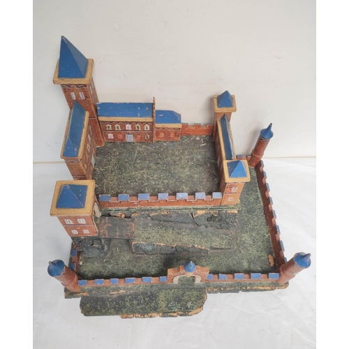 40 - Vintage 1930s painted wooden castle W56cm D40cm H48cm