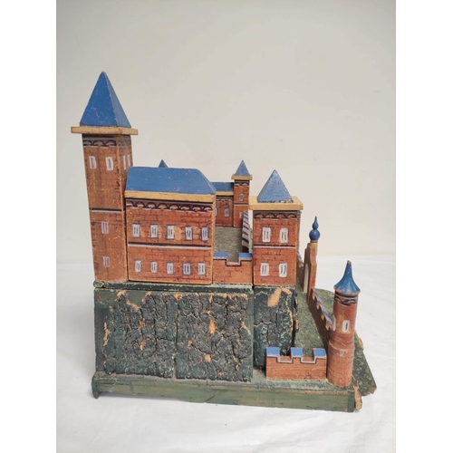 40 - Vintage 1930s painted wooden castle W56cm D40cm H48cm