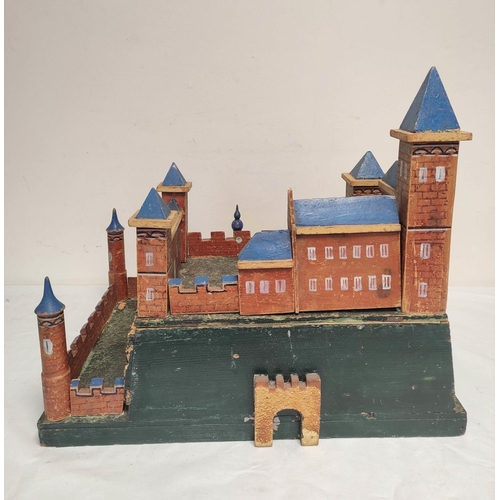 40 - Vintage 1930s painted wooden castle W56cm D40cm H48cm