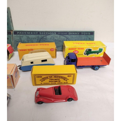 24 - Collection of vintage model toys to include eight boxed Dinky vehicles such as a Dinky Flat Truck 43... 