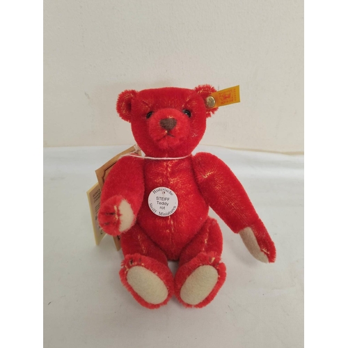 51 - Vintage boxed limited edition 212/1000 red miniature Steiff teddy bear modeled after an earlier exam... 