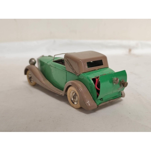 19 - A pre-war tinplate Tri-ang Minic 51ME clockwork Daimler Sedanca model car with green chassis and gre... 