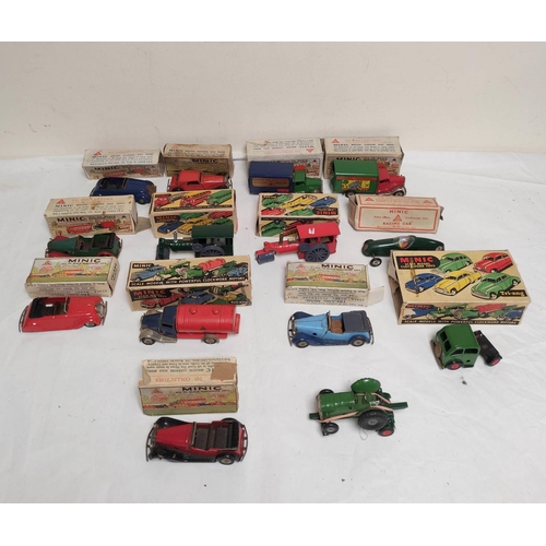 20 - Quantity of clockwork Tri-ang Minic model cars to include two steam rollers, two delivery vans, Vaux... 