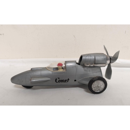 35 - Lot to include an MIC Comet battery powered propeller car, three miniature boxed vehicles, various l... 