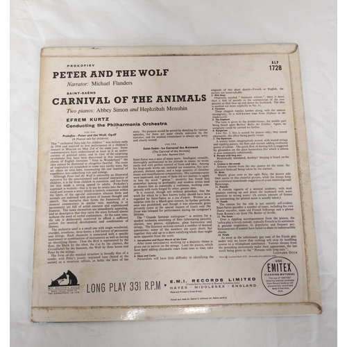 585 - Two boxes of mainly classical records to include Peter and the Wolf on His Masters Voice label in Mo... 