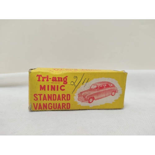 18 - Tri-ang Minic Standard Vanguard clockwork car with blue plastic body. Complete with original box and... 