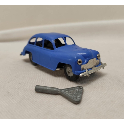 18 - Tri-ang Minic Standard Vanguard clockwork car with blue plastic body. Complete with original box and... 