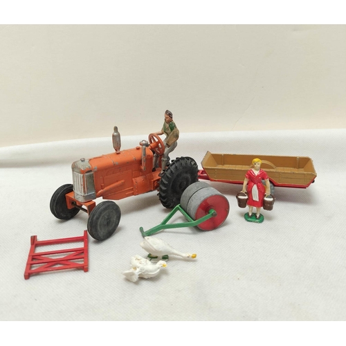 30 - Vintage die cast toy lot to include a tractor with Dinky trailer & two boxed Lesney Models of Ye... 