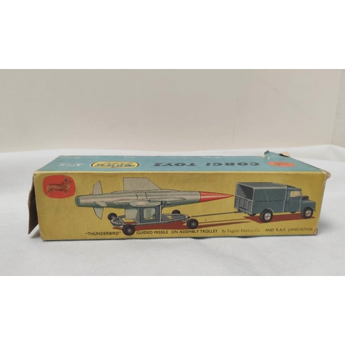 13 - Corgi Toys Gift Set No 3 of a Thunderbird guided missile & RAF Land Rover. Original box. Box rip... 