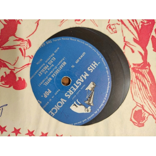 588 - Quantity of 78rpm singles dating from the 1930s-50s to include Elvis Presley on blue HMV label, Rick... 