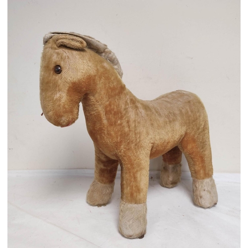 53 - Two antique mohair stuffed toys to include an articulated clockwork teddy & a toy horse by Deans... 