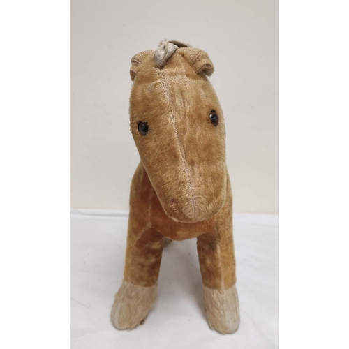 53 - Two antique mohair stuffed toys to include an articulated clockwork teddy & a toy horse by Deans... 