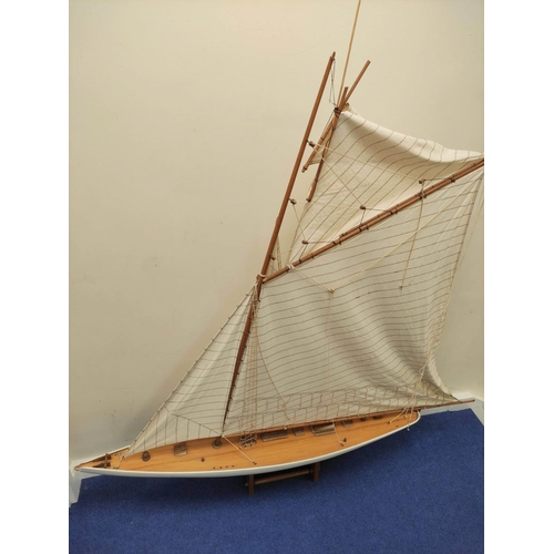 55 - Large model sailing ship by Nauticalia of London with wooden hull and canvas sails.