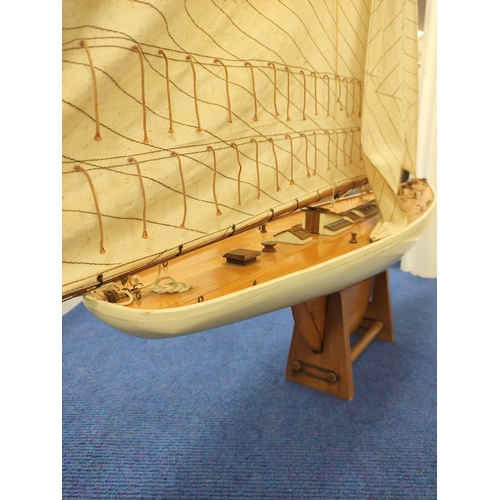 55 - Large model sailing ship by Nauticalia of London with wooden hull and canvas sails.