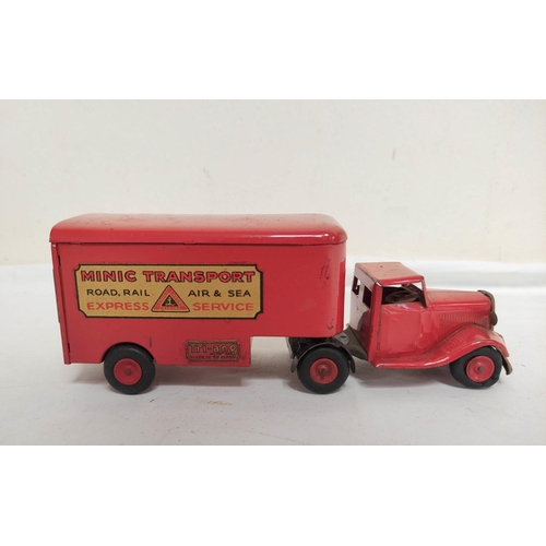 21 - Collection of vintage boxed and loose Tri-ang Minic clockwork vehicles some pre war to include a Min... 