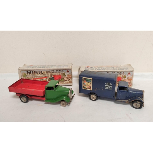 21 - Collection of vintage boxed and loose Tri-ang Minic clockwork vehicles some pre war to include a Min... 