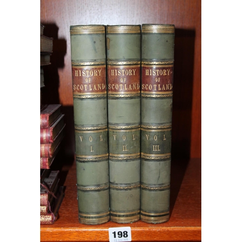 198 - History of Scotland, vols. 1-3, leather-bound.