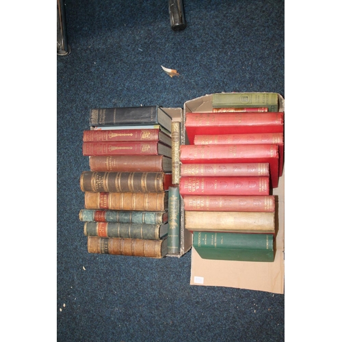 199f - Two boxes containing books to include leather-bounds, Good Words, 1876 and 1865, World of Wonders, 1... 