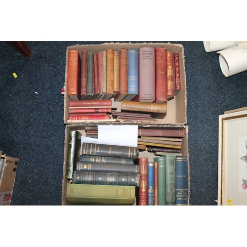 199p - Two boxes containing books to include novels of High Society from the Victorian Age, The Self-Educat... 