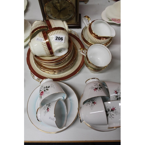 206 - Aynsley red and gilt decorated teaset and a Royal Tuscan six place teaset.