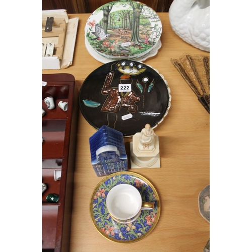 222 - Wedgwood collector's plates, a Delft house, a V & A William Morris Collection cup and saucer, et... 