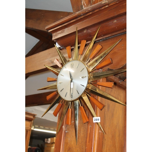 289 - Metamec of England sunburst wall clock.